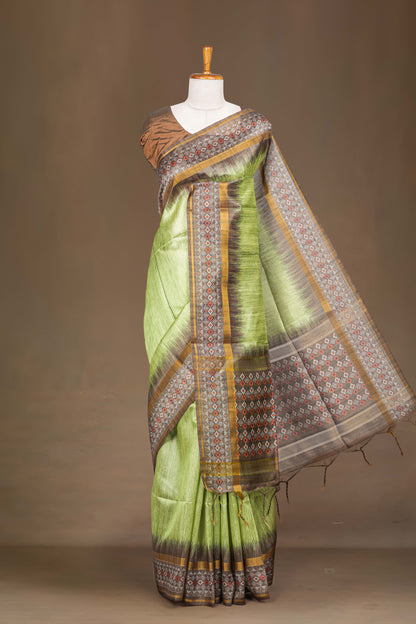 Green silk fabric