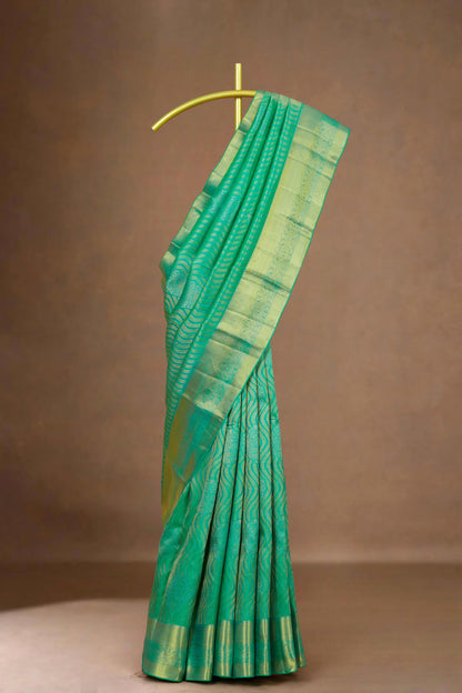 Green silk jacquard weave