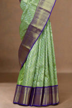 Green silk saree with zari tissue