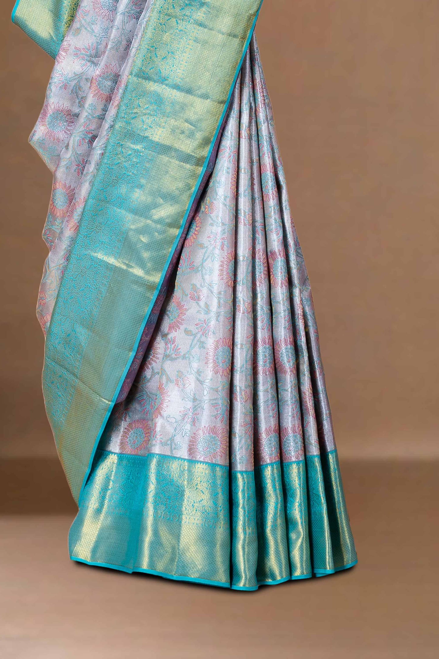 Green silks saree zari border