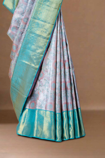 Green silks saree zari border