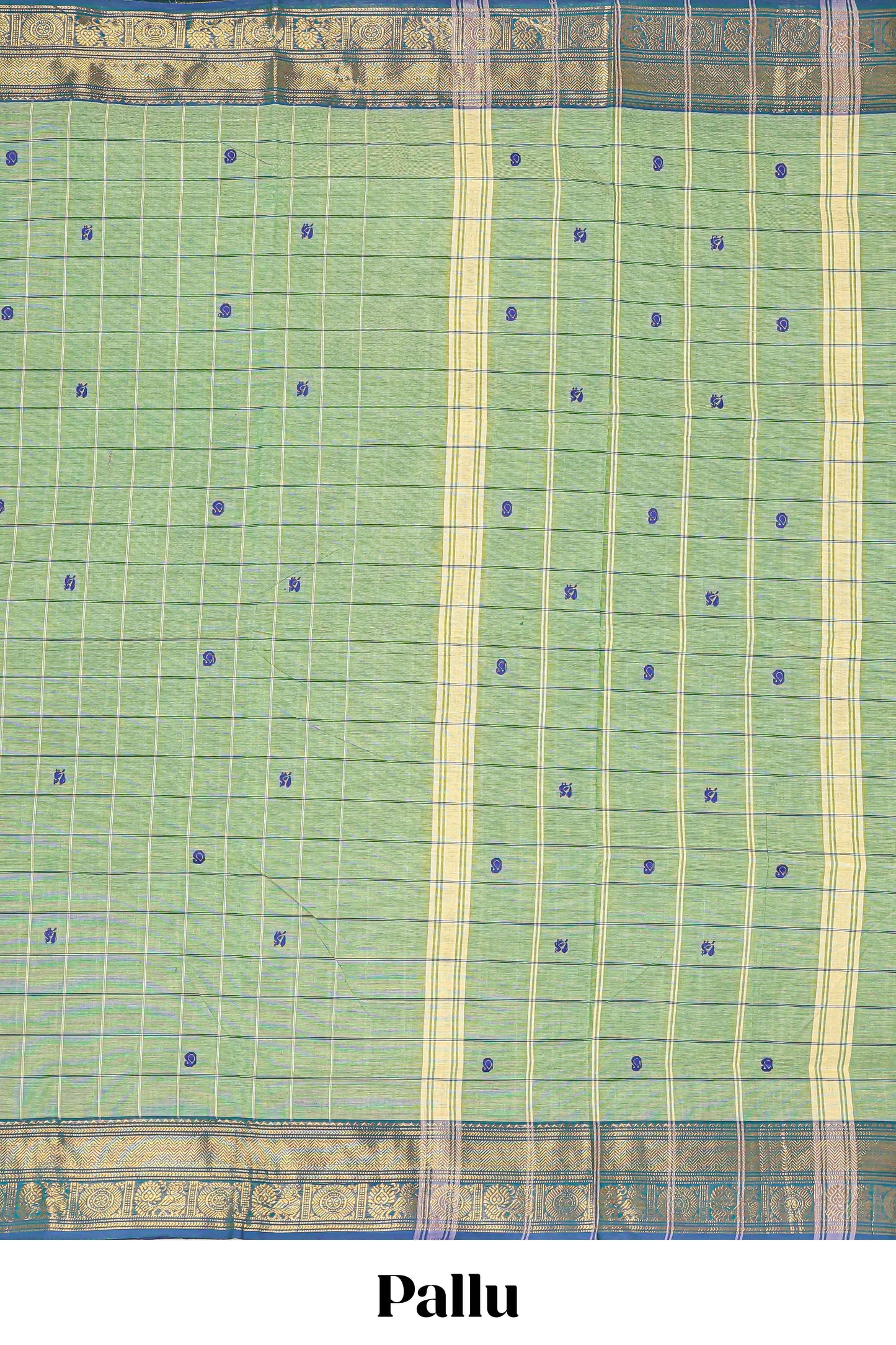  Green striped pallu saree