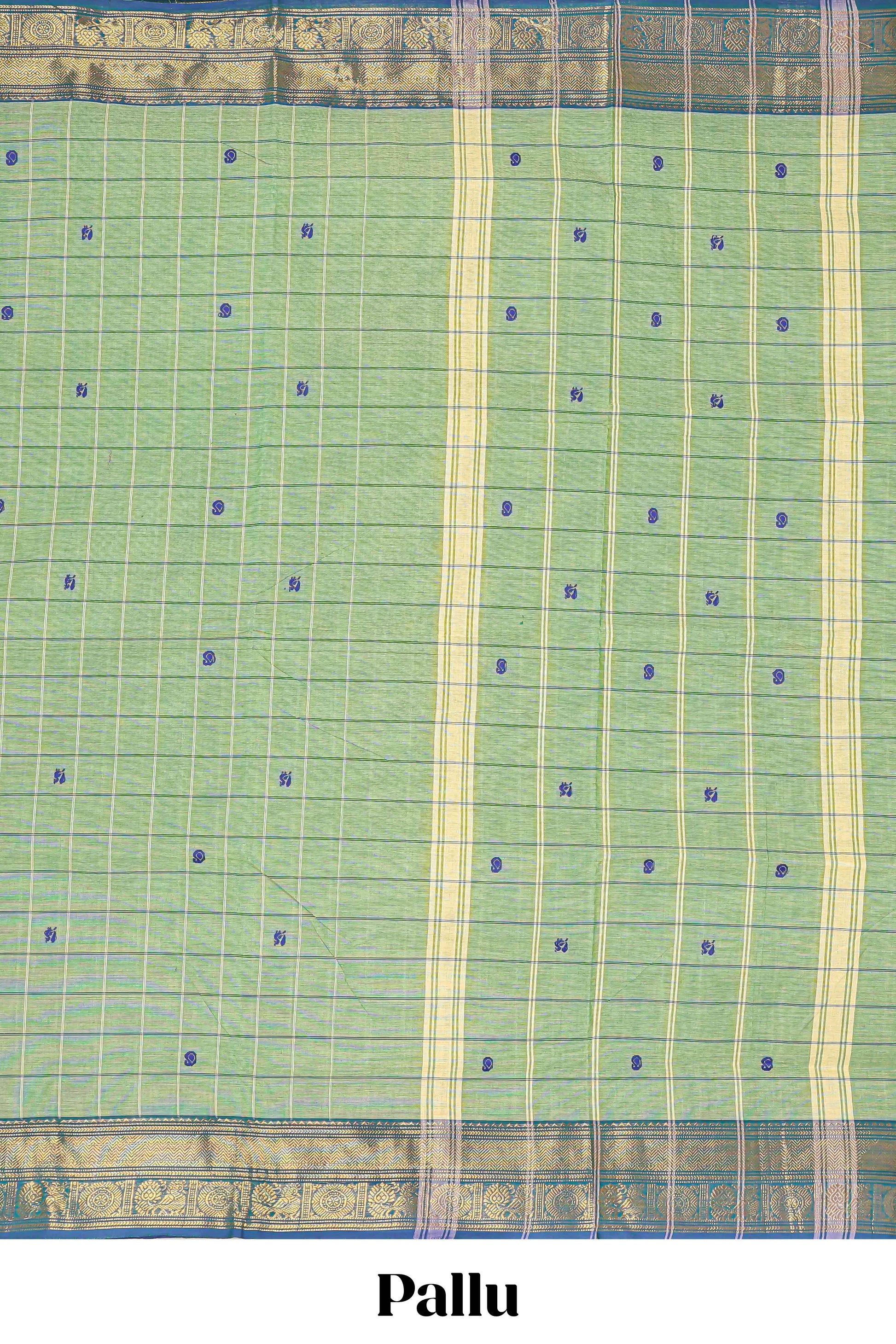  Green striped pallu saree