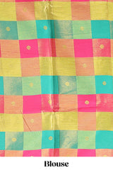 Green striped pattern linen saree