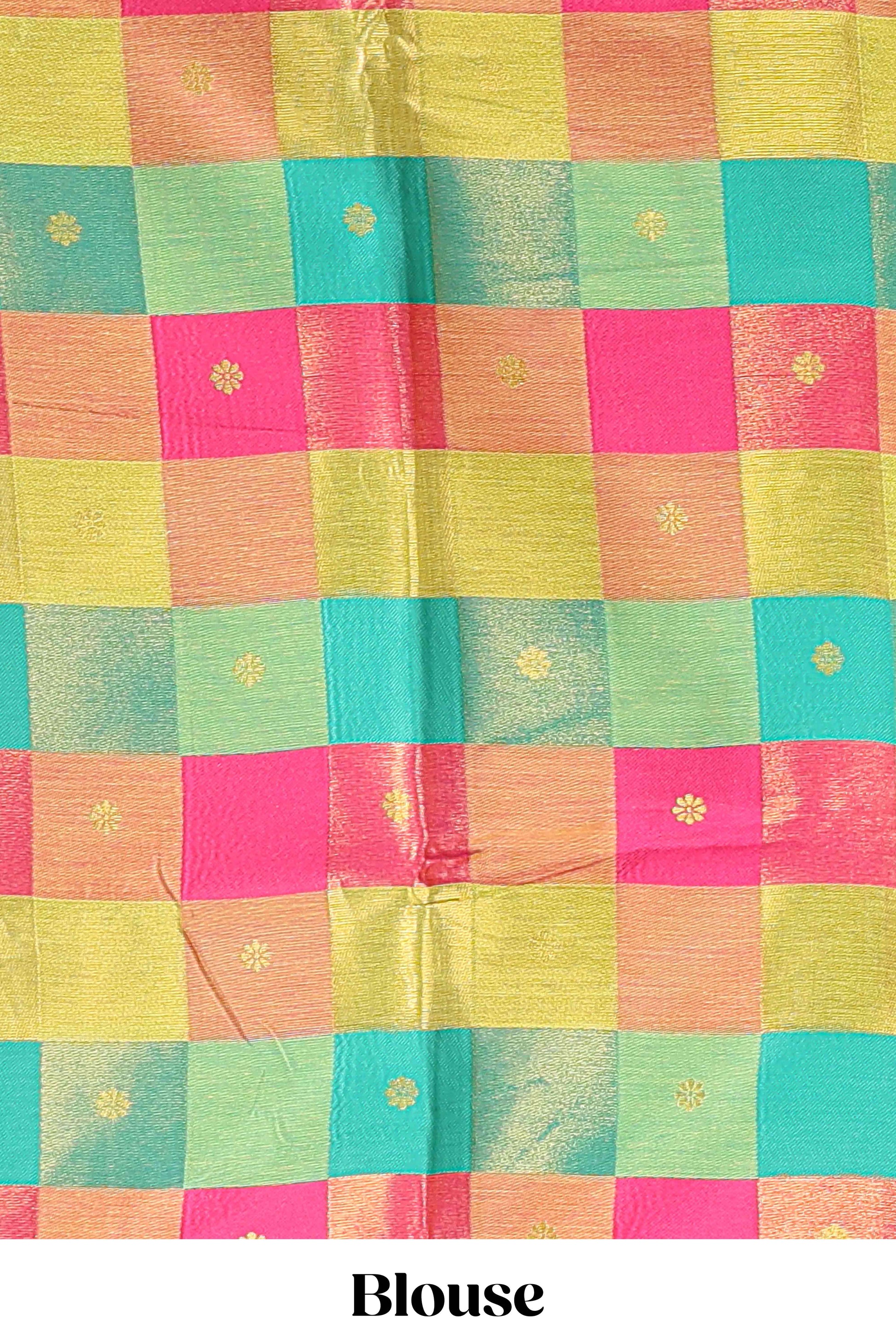 Green striped pattern linen saree