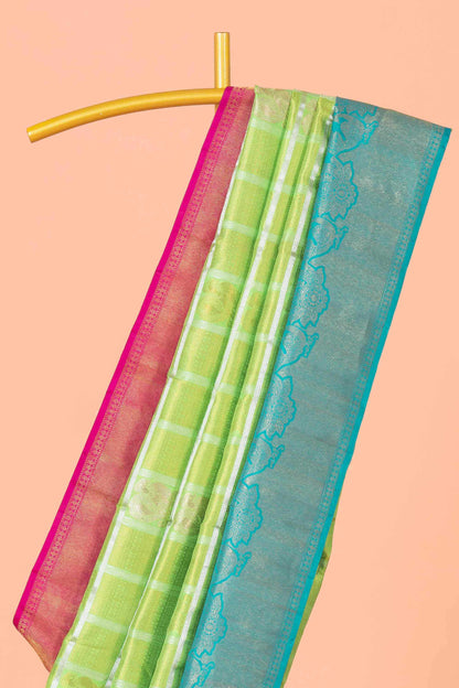 Green teal silk saree