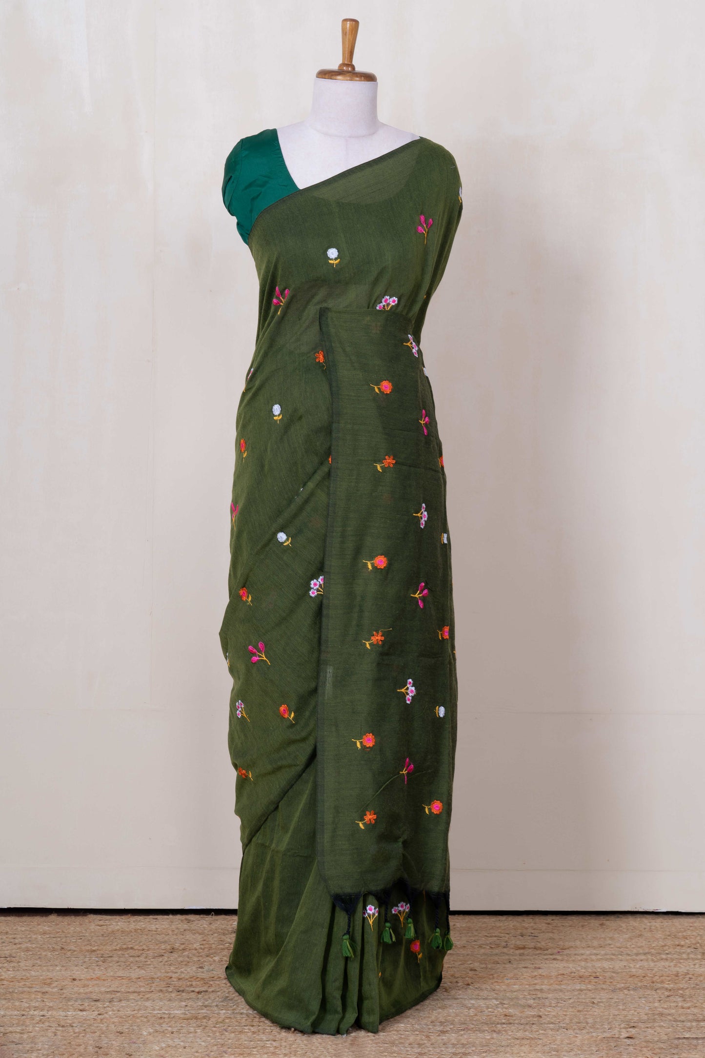 Green textured cotton weave