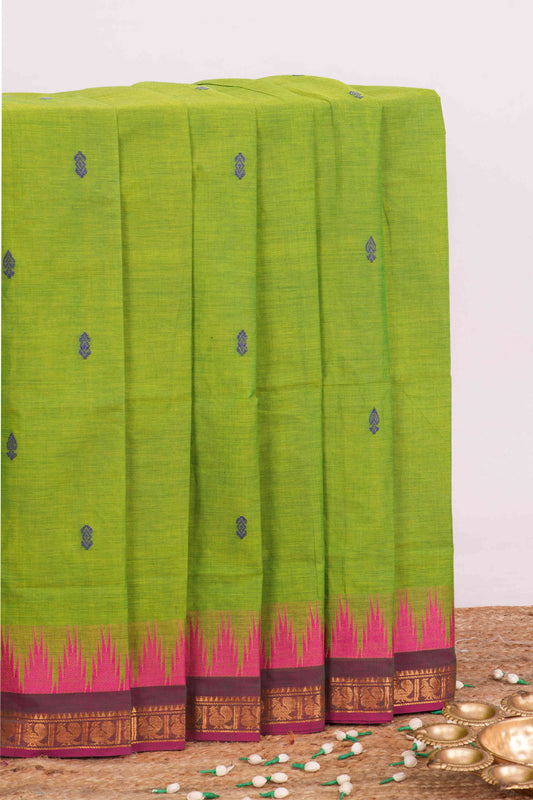Green thread butta chettinad cotton saree