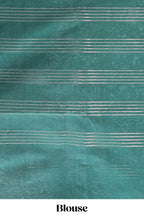 Green traditional chanderi saree checked pattern