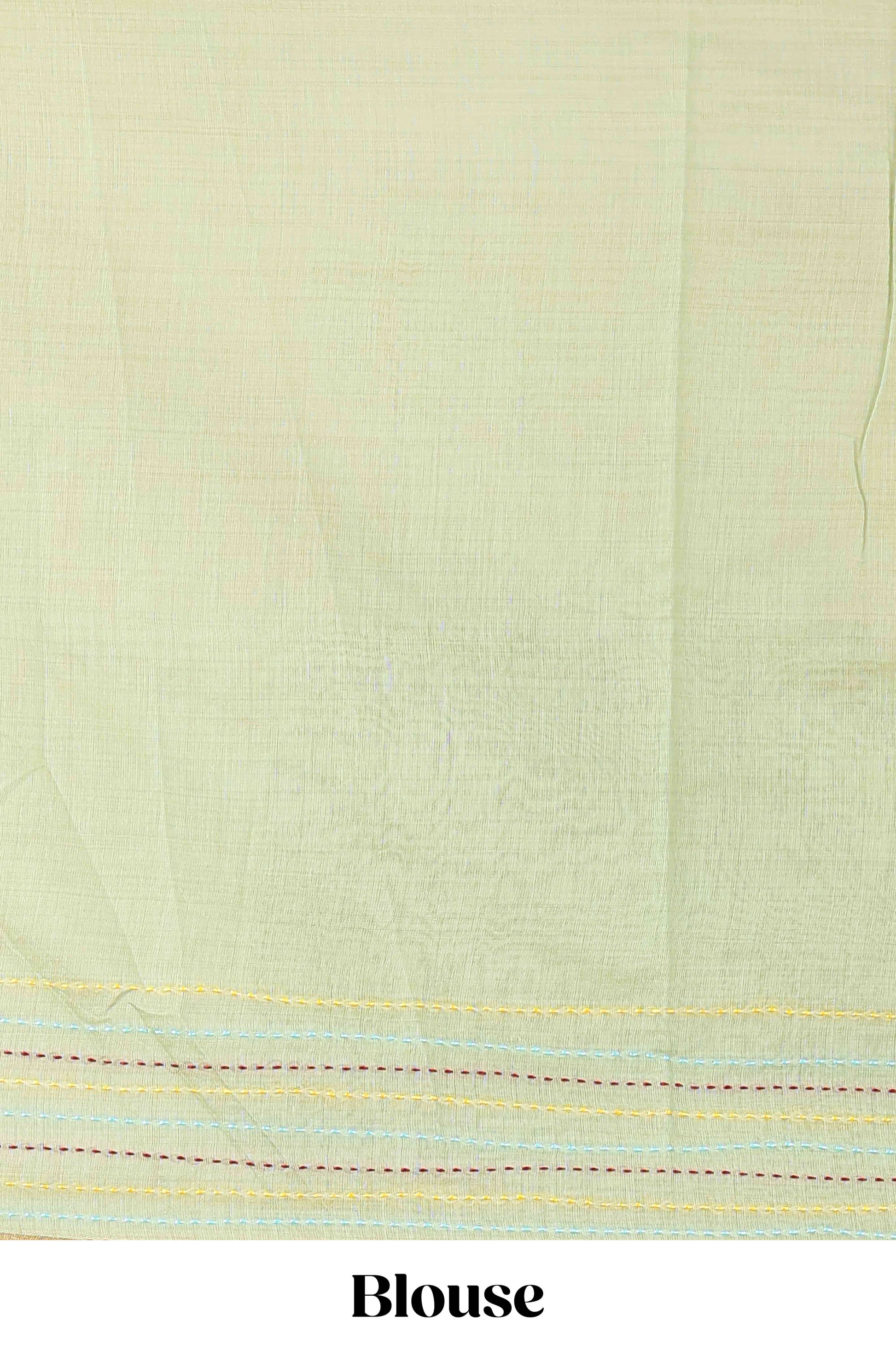 Green traditional chanderi saree warli motifs