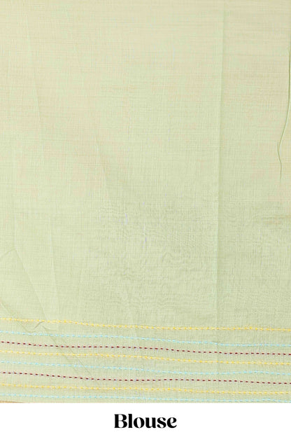 Green traditional chanderi saree warli motifs