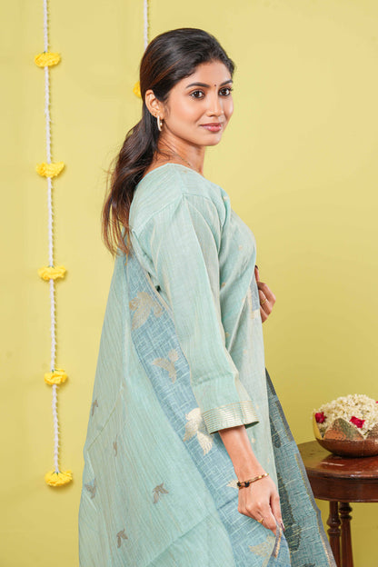 Green traditional cotton suit set