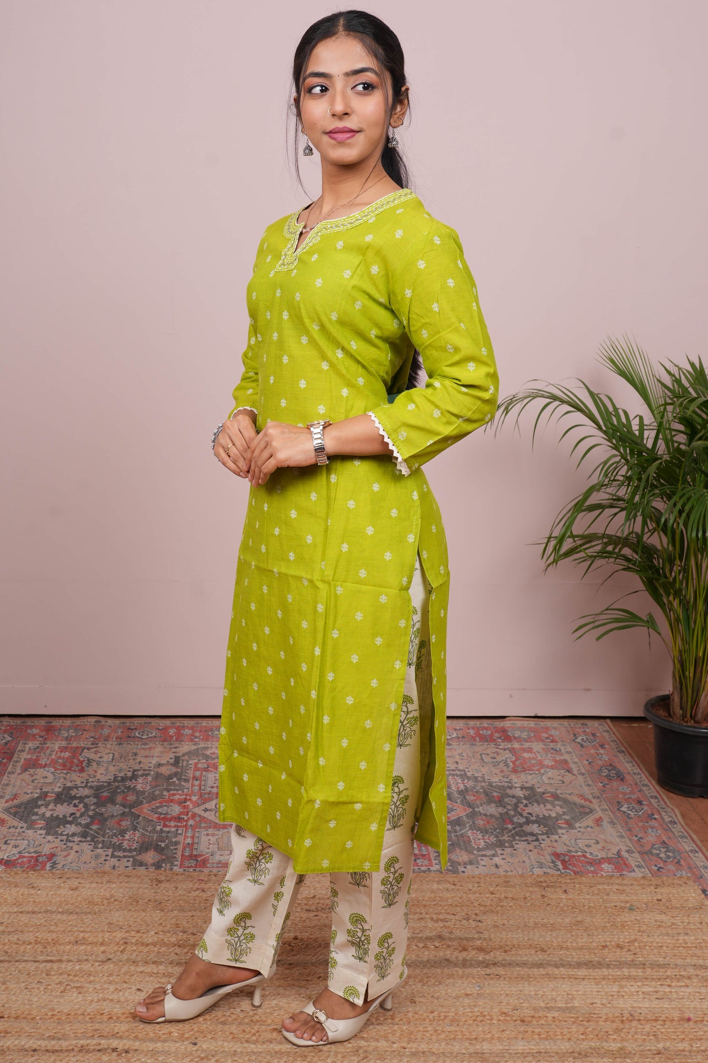 Green traditional embroidered suit