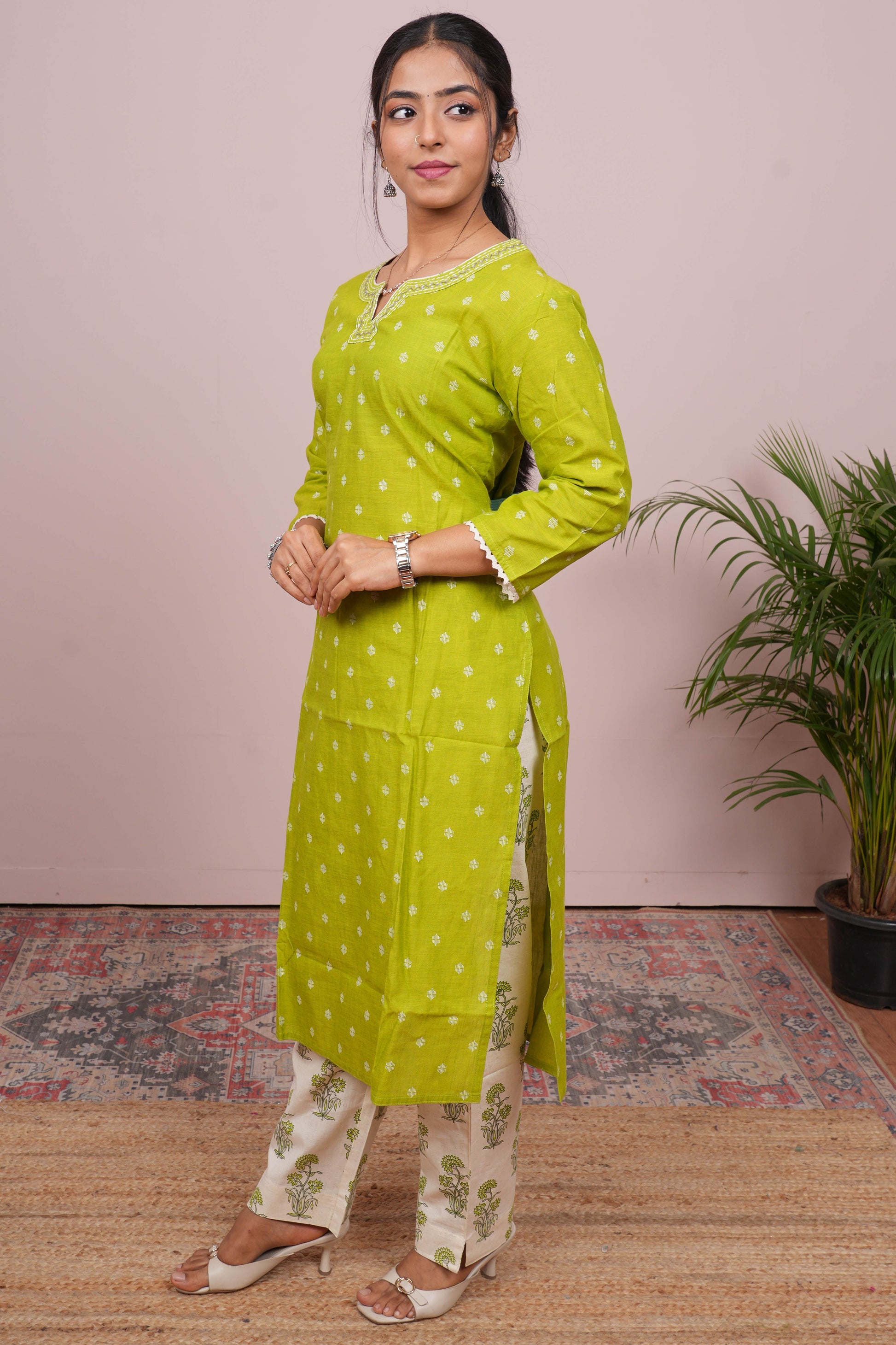 Green traditional embroidered suit