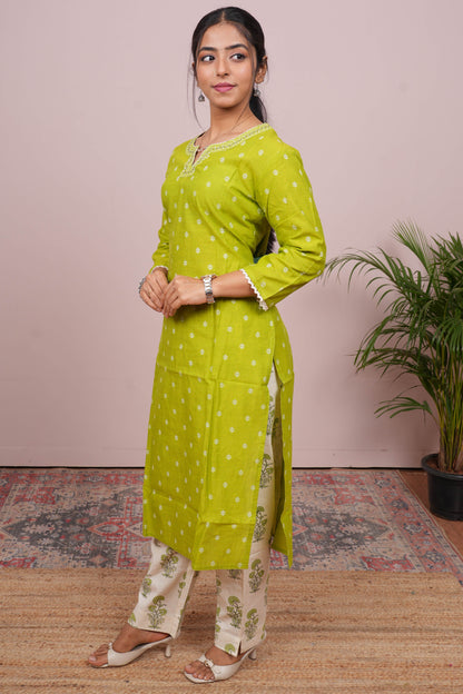 Green traditional embroidered suit