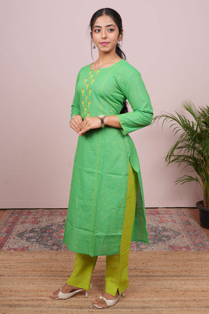 Green traditional printed suit