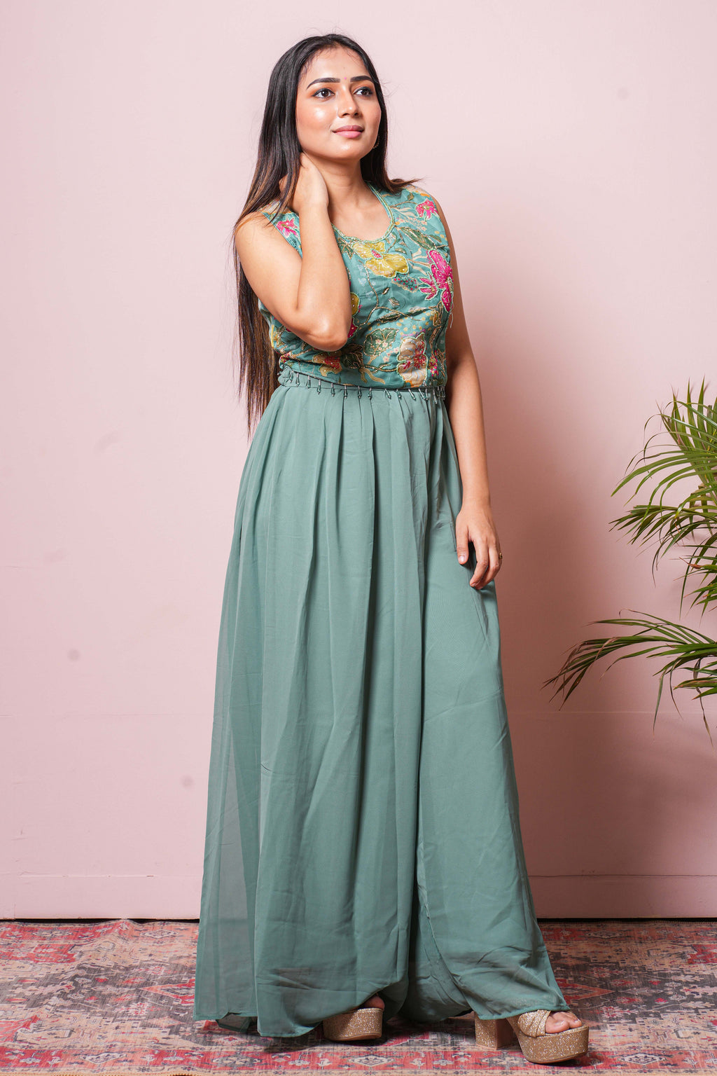 Green traditional salwar suit