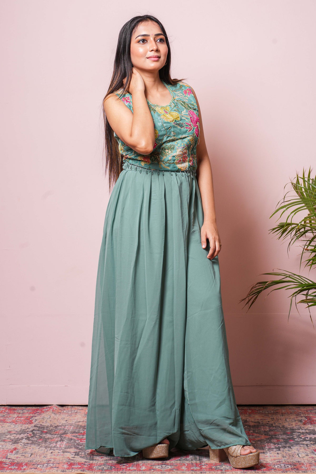 Green traditional salwar suit