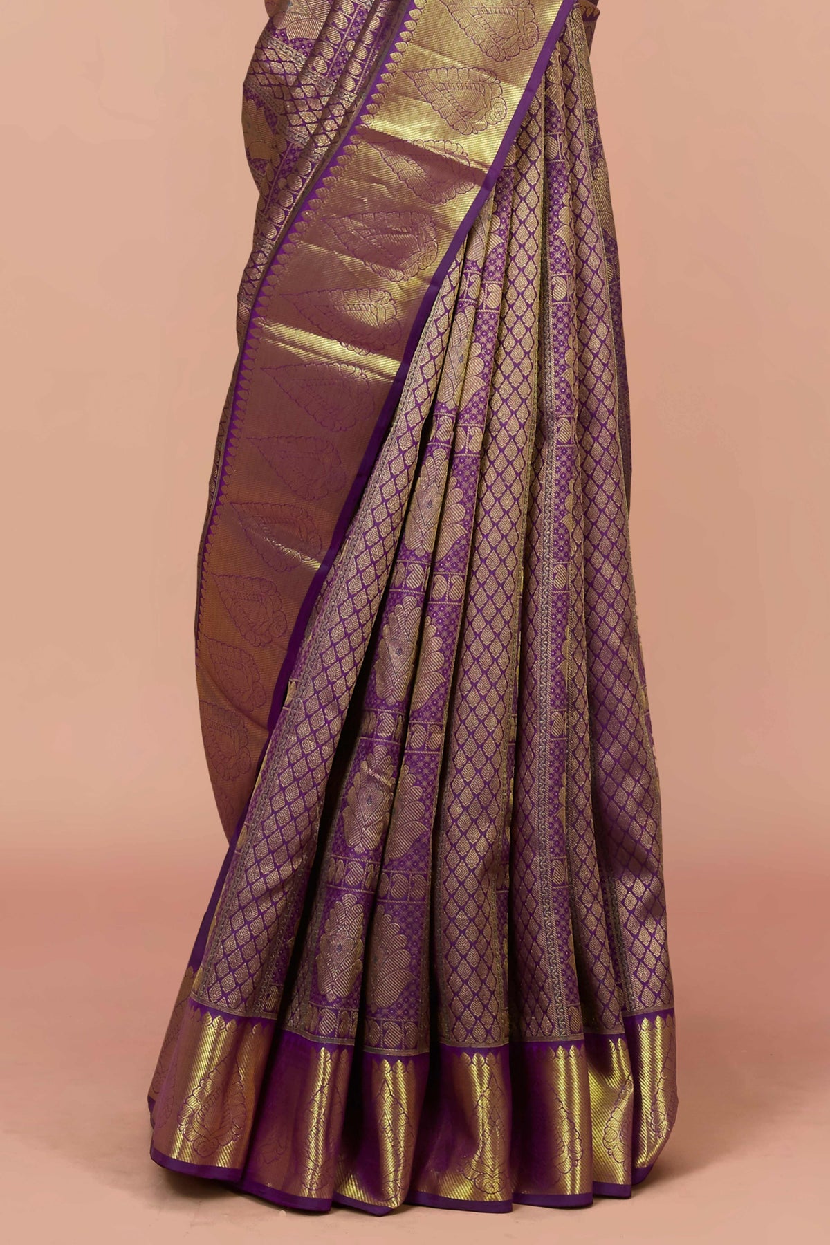 Green traditional silk saree zari border