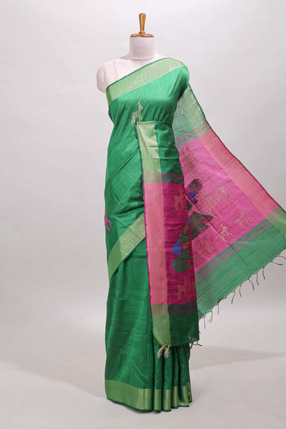 Green tussar silk 