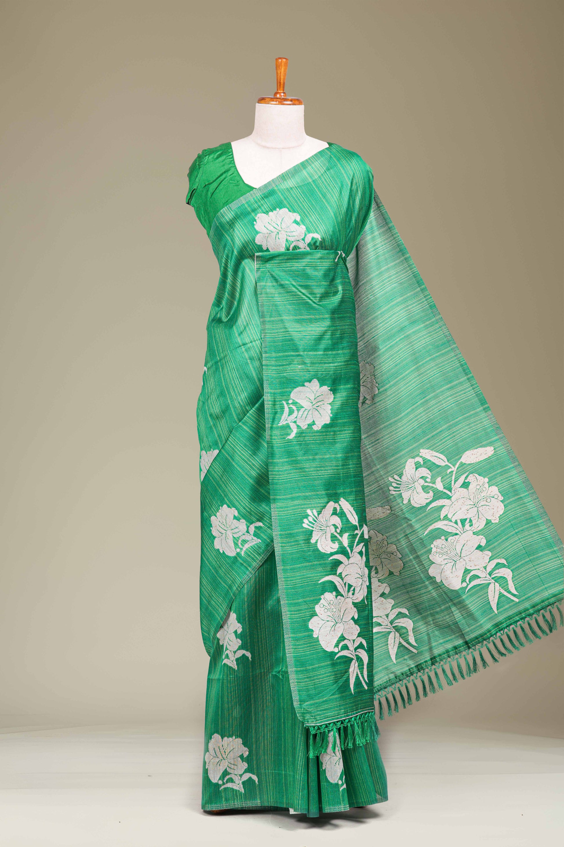 Green tussar soft fabric