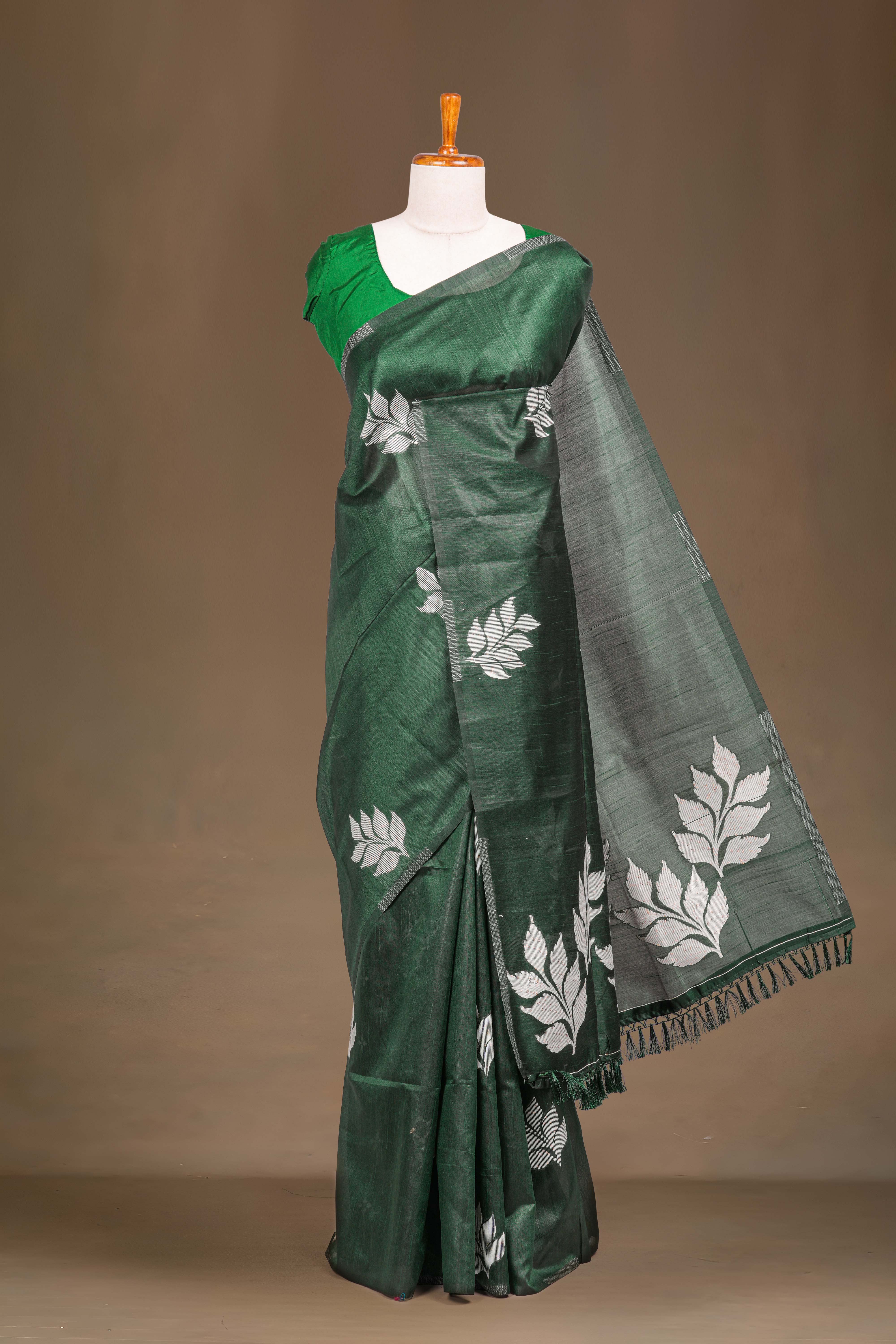 Green tussar soft weave
