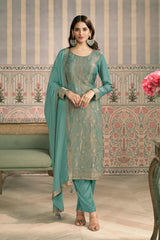 Green viscose jacquard suit set