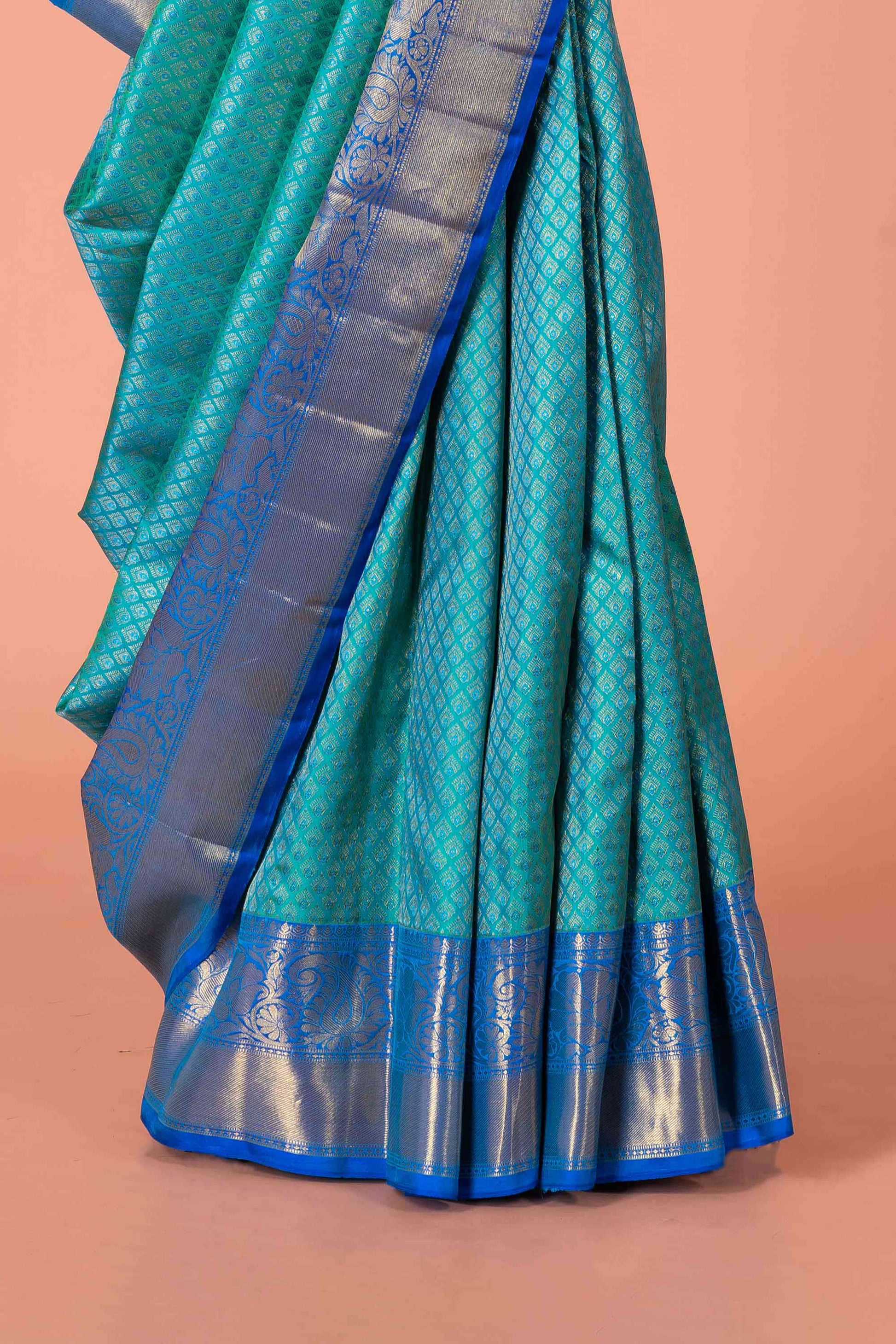Green zari border saree