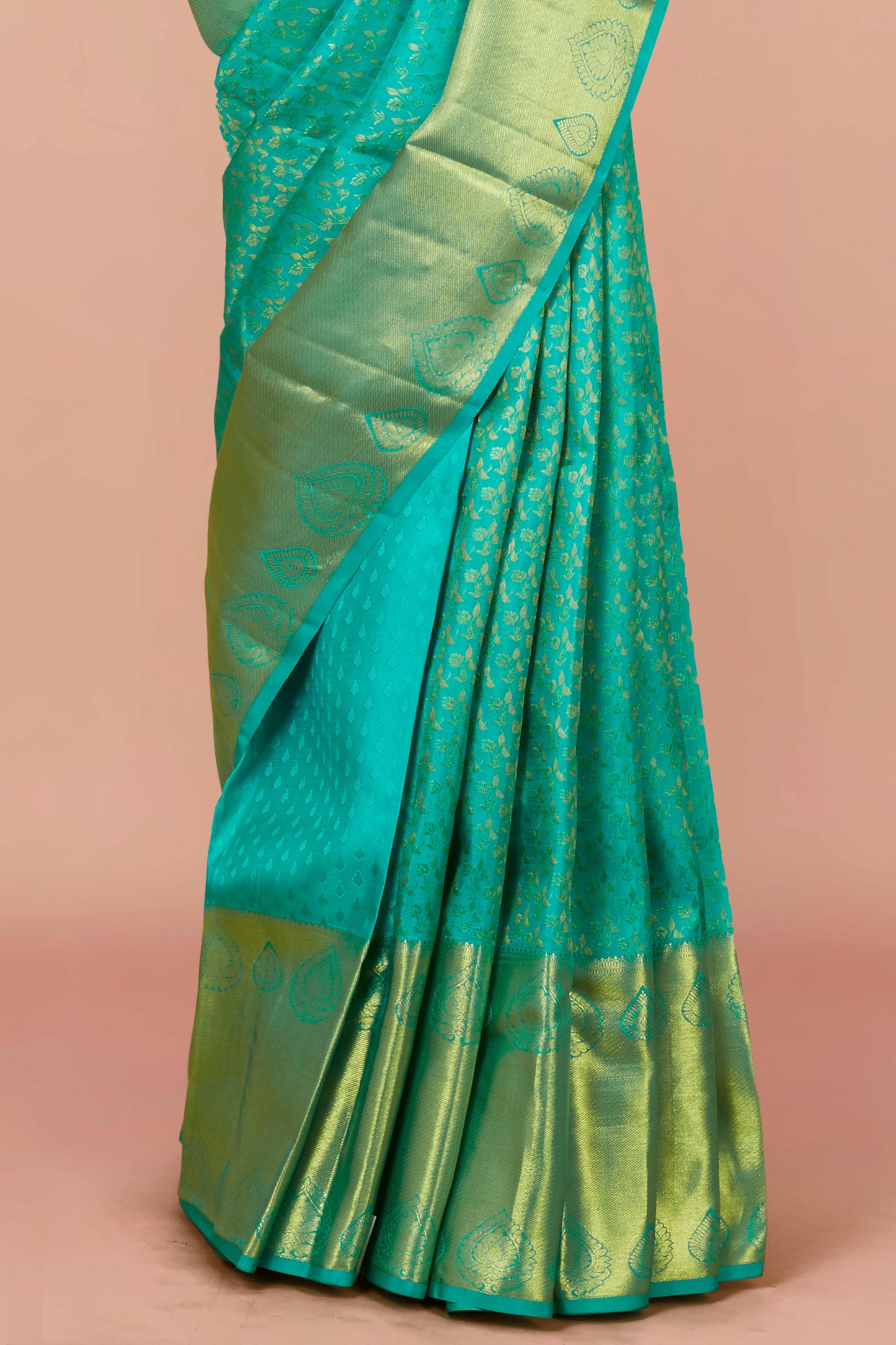 Green zari border silk saree
