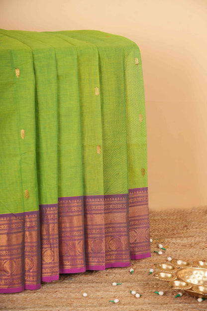 Green zari butta chettinad cotton saree