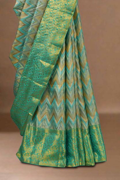 Green zari woven silks saree
