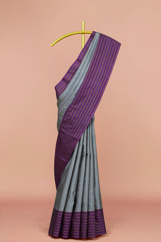 Grey Kanchipuram pure silk saree