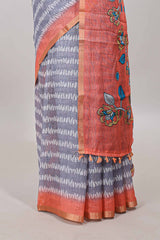 Grey casual wear linen cotton saree