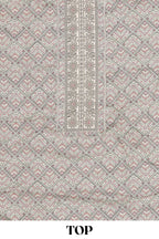 Grey cotton geometric embroidery dress material