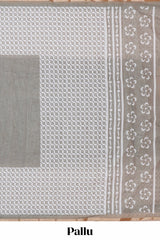 Grey cotton linen saree for daily wear