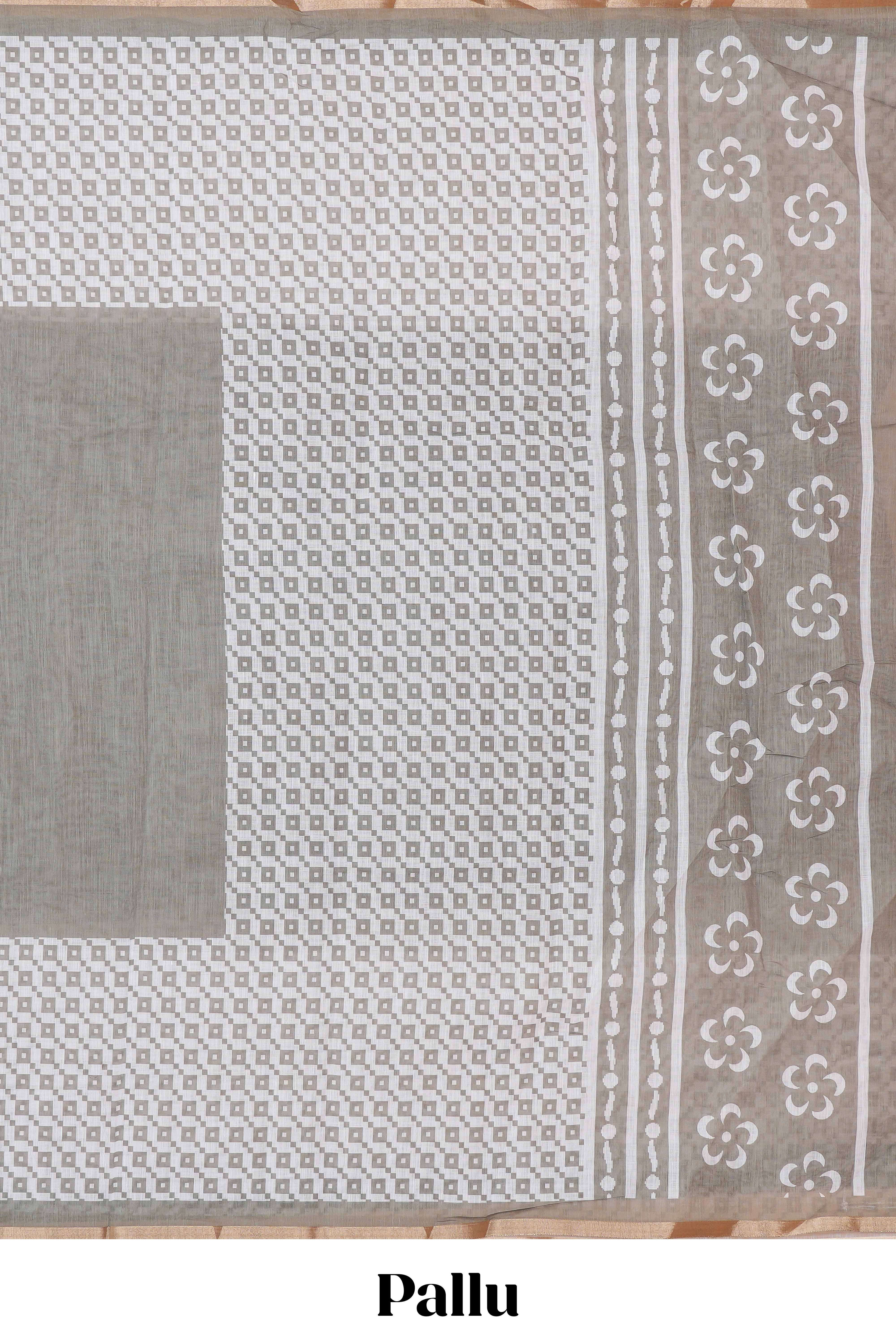 Grey cotton linen saree for daily wear