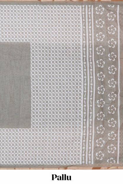 Grey cotton linen saree for daily wear