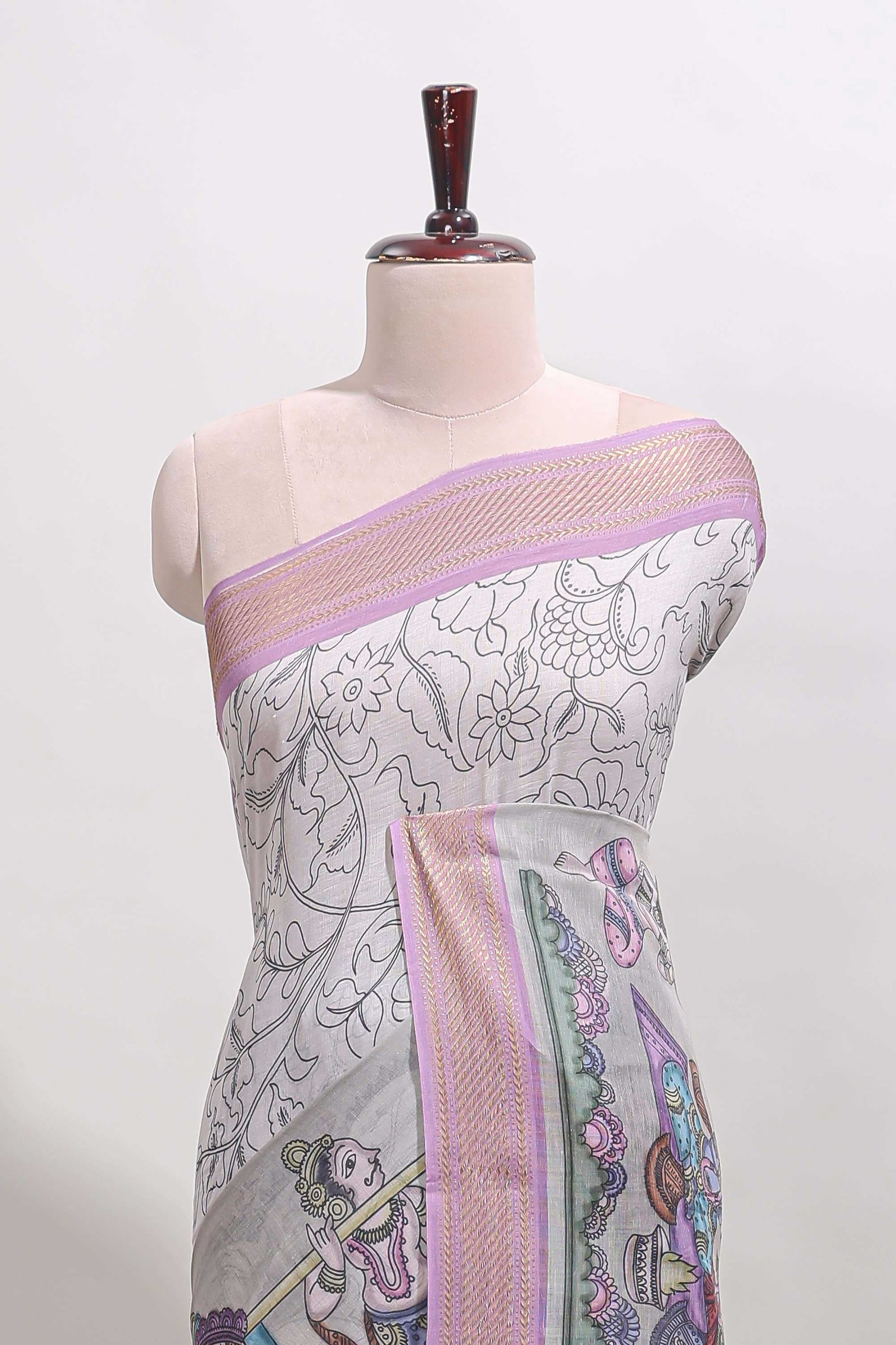 Grey festive linen saree