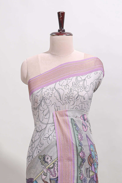 Grey festive linen saree