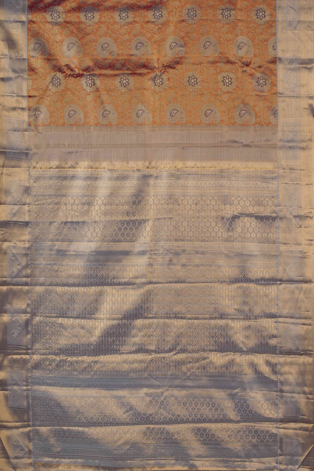 Grey jacquard woven silk saree