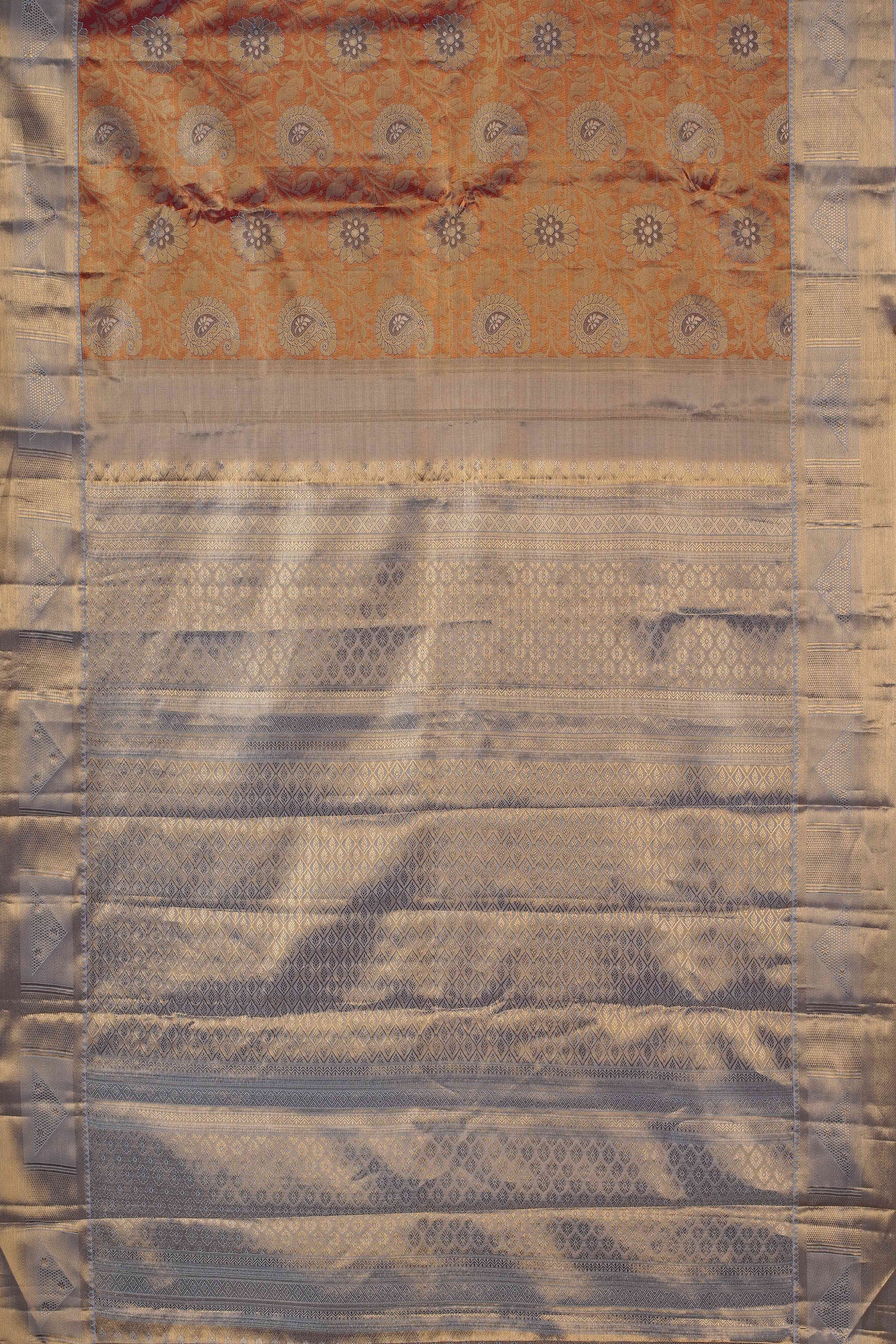 Grey jacquard woven silk saree