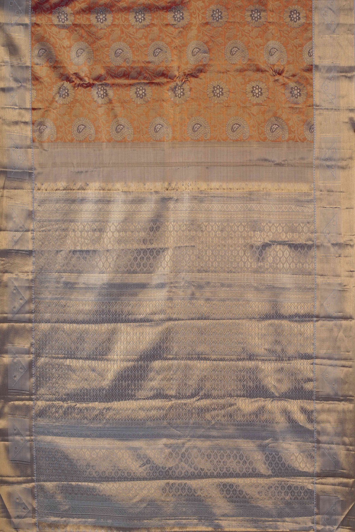 Grey jacquard woven silk saree