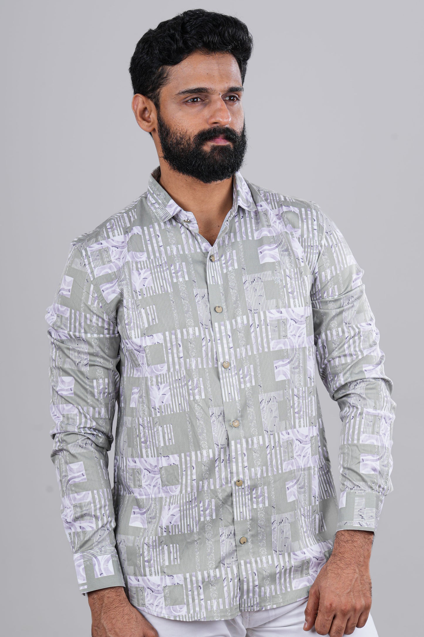 Grey pattern fashion shirt
