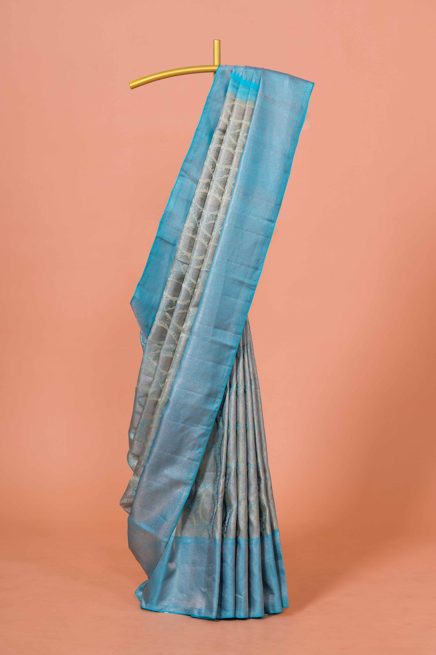 Grey pattu pure silk saree