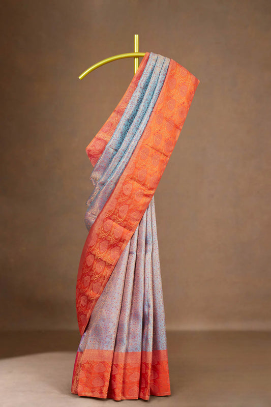 Grey pattu traditional silk saree