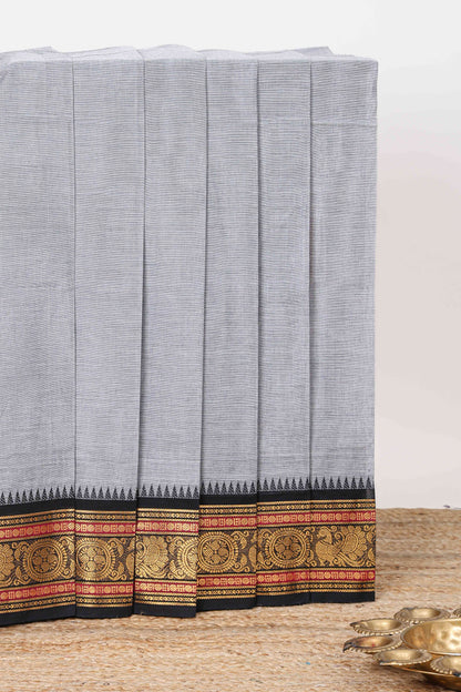 Grey plain chettinad cotton sarees