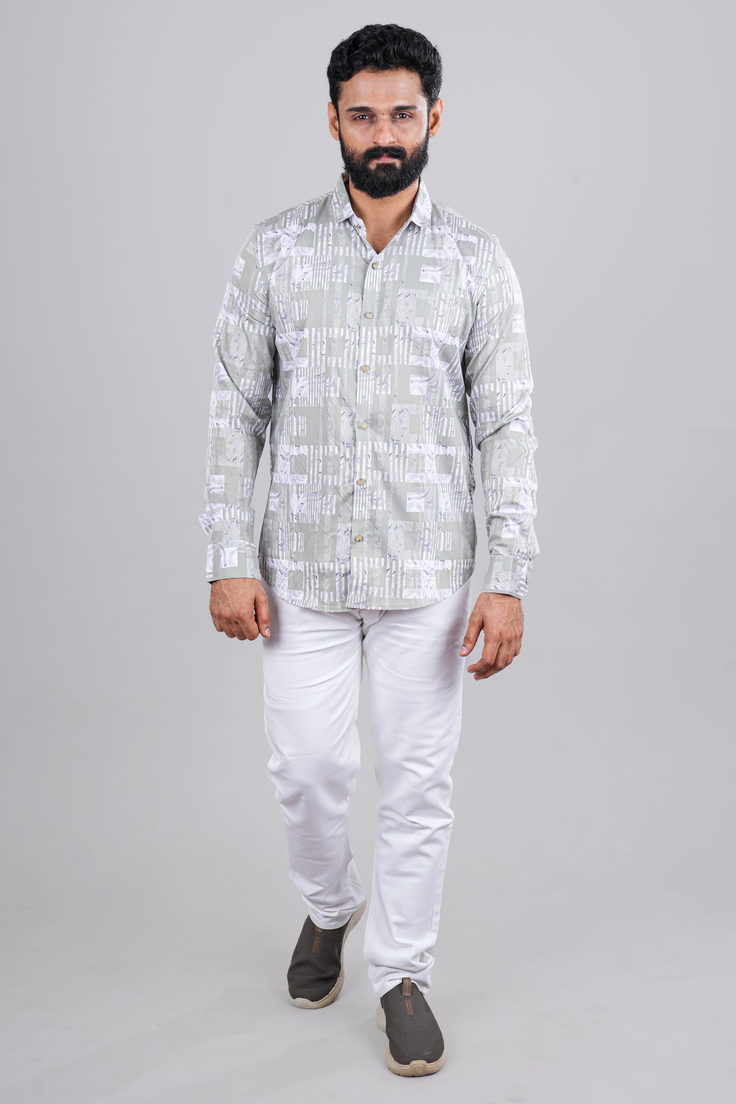 Grey printed casual shirt