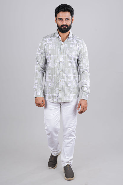 Grey printed casual shirt