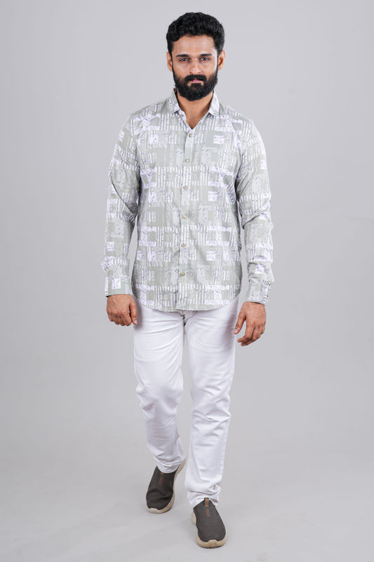 Grey printed casual shirt