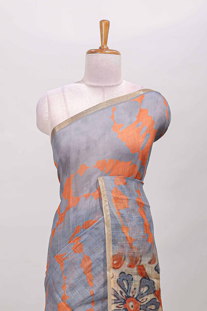 Grey self zari border